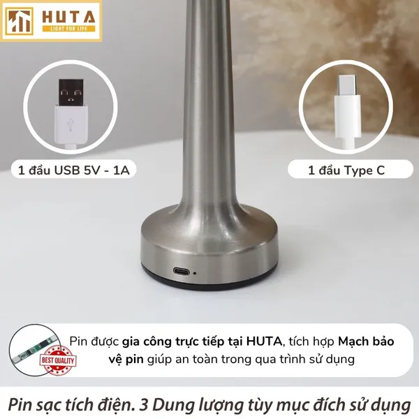 Đèn Bàn Led Quầy Bar, Quán Bar, Nhà Hàng Pin Sạc Tích Điện Mã RESDIA2