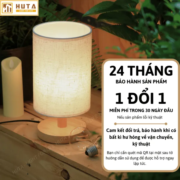 Đèn Ngủ Để Bàn HUTA Light For Life G1 Điều Chỉnh Độ Sáng, Ánh Sáng Vàng Ấm, Đầu Cắm 2 Chấu 220V