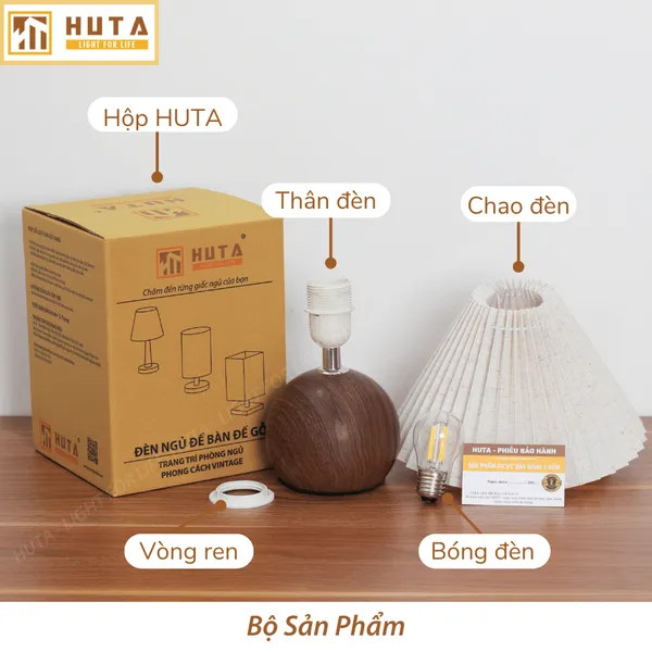 Đèn Ngủ Để Bàn HUTA Light For Life T8 Điều Chỉnh Độ Sáng, Ánh Sáng Vàng, Bảo Hành 24 Tháng