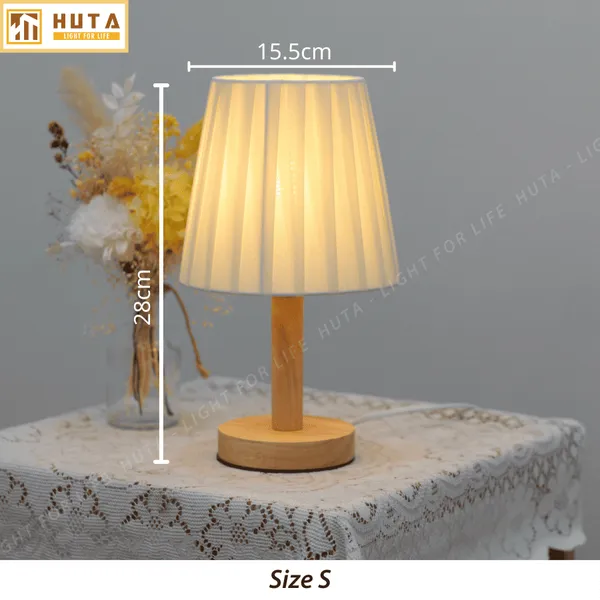 Đèn Ngủ Để Bàn Gỗ HUTA G4 Trang Trí Vintage, Điều Chỉnh Ánh Sáng Vàng