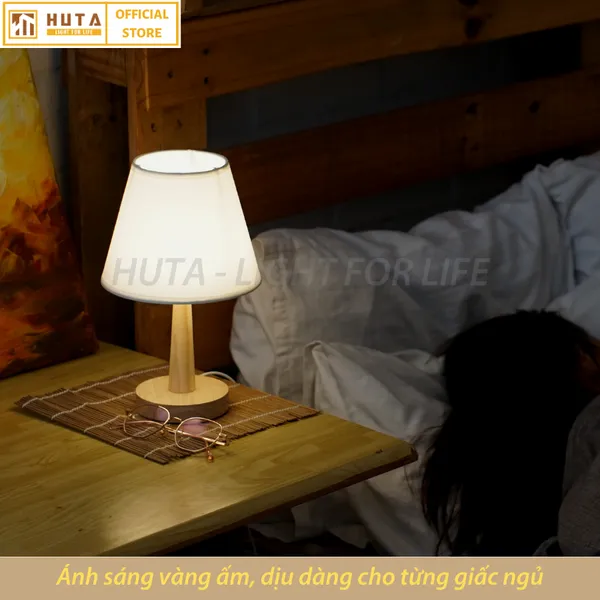 Đèn Ngủ Để Bàn Gỗ HUTA G2S Đầu Cắm USB, Dải Led Ánh Sáng Vàng