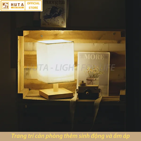 Đèn Ngủ Để Bàn Gỗ HUTA G3S Đầu Cắm USB, Dải Led Ánh Sáng Vàng Tiết Kiệm Điện