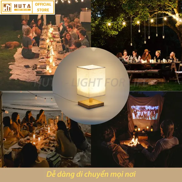 Đèn Ngủ Để Bàn Gỗ HUTA G3S Đầu Cắm USB, Dải Led Ánh Sáng Vàng Tiết Kiệm Điện