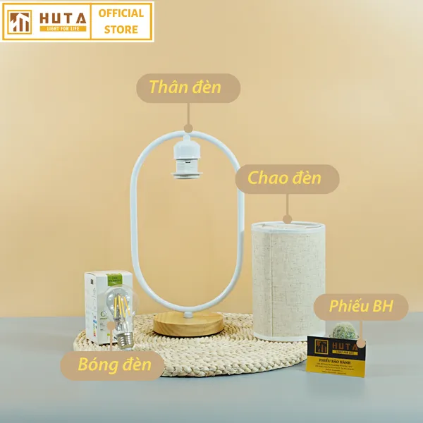 Đèn Ngủ Để Bàn Gỗ HUTA G6 Điều Chỉnh Độ Sáng, Ánh Sáng Vàng, Bảo Hành 24 Tháng