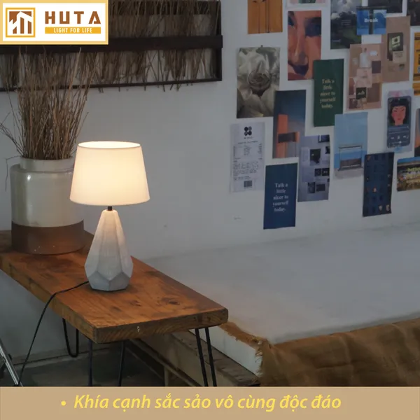 Đèn Ngủ Để Bàn Sứ HUTA S15 Sang Trọng Trang Trí Khách Sạn, Điều Chỉnh Độ Sáng