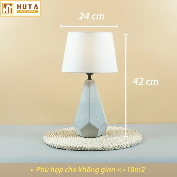 Đèn Ngủ Để Bàn Sứ HUTA S15 Sang Trọng Trang Trí Khách Sạn, Điều Chỉnh Độ Sáng