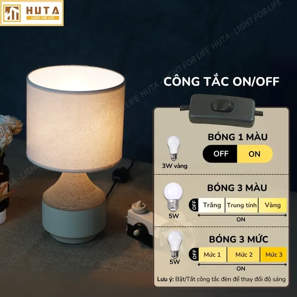 Đèn Ngủ Để Bàn HUTA Light For Life S14 Ánh Sáng Vàng, Điều Chỉnh Độ Sáng, Bảo Hành 24 Tháng