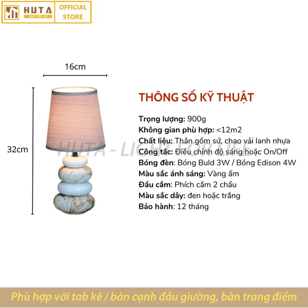 Đèn Ngủ Để Bàn Sứ HUTA S12