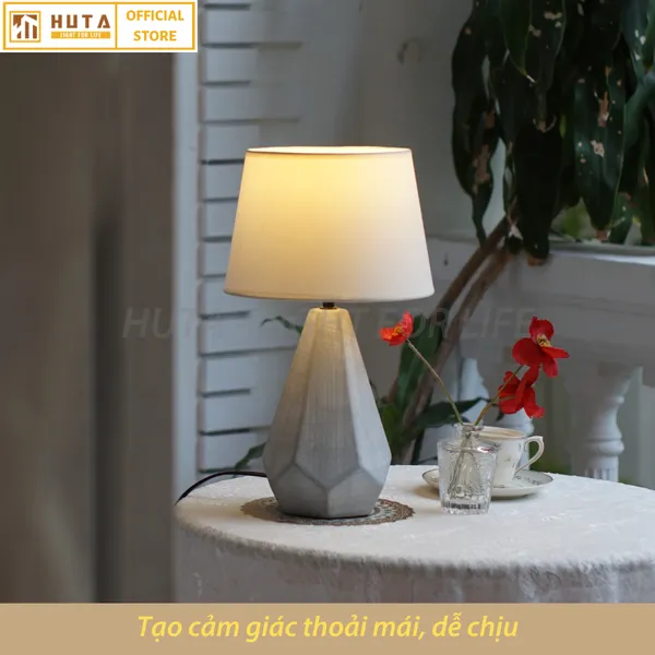 Đèn Ngủ Để Bàn Sứ HUTA S15 Sang Trọng Trang Trí Khách Sạn, Điều Chỉnh Độ Sáng