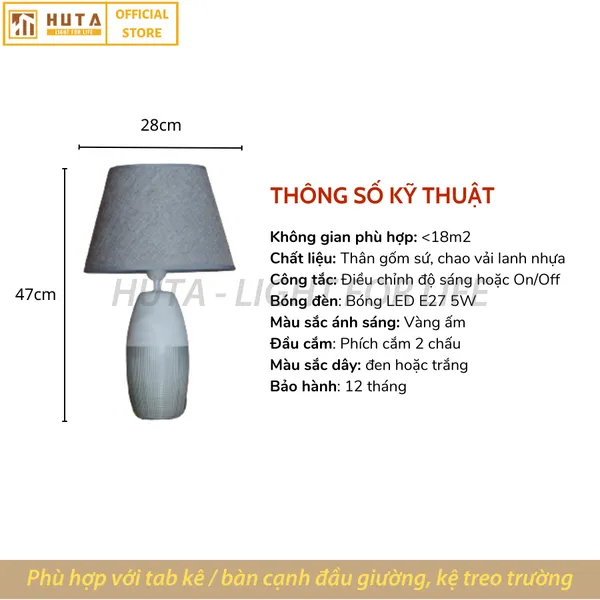 Đèn Ngủ Để Bàn Sứ HUTA S5