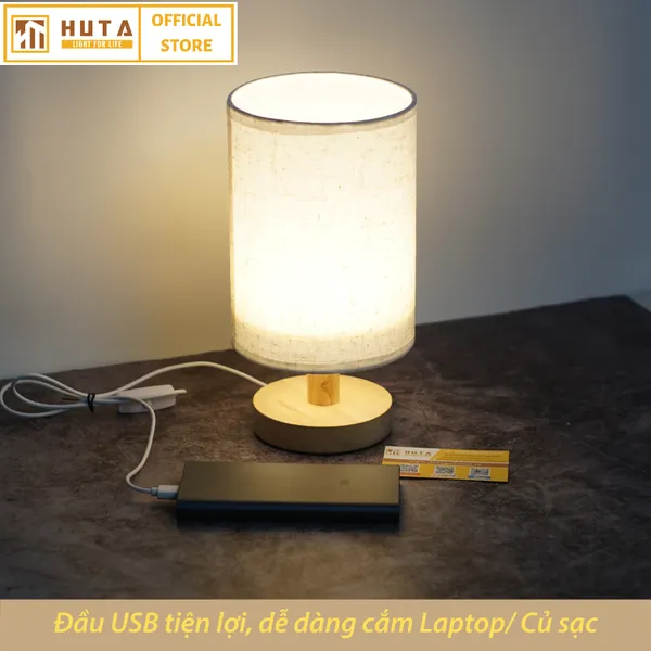 Đèn Ngủ Để Bàn Gỗ HUTA mã G1S Dải Led Sáng Vàng Tiết Kiệm Điện