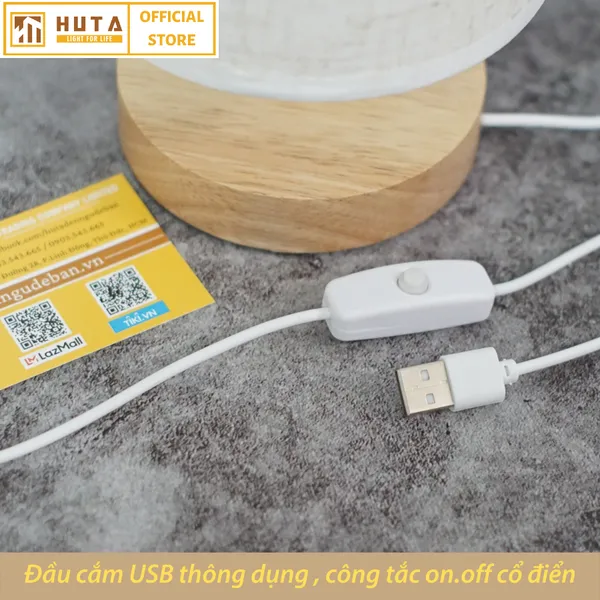 Đèn Ngủ Để Bàn Gỗ HUTA mã G1S Dải Led Sáng Vàng Tiết Kiệm Điện