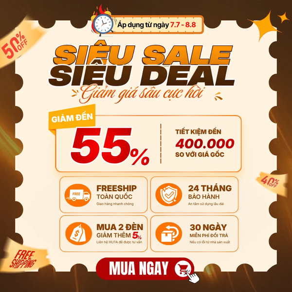 Đèn Cây Đứng HUTA Light For Life KC2 Thân Thép Chống Gỉ, Bóng Led Ánh Sáng Vàng