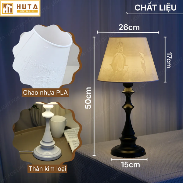 Đèn Ngủ In 3D HUTA Light For Life T2 Decor Phòng Ngủ, Điều Chỉnh Độ Sáng, In Ảnh Theo Yêu Cầu