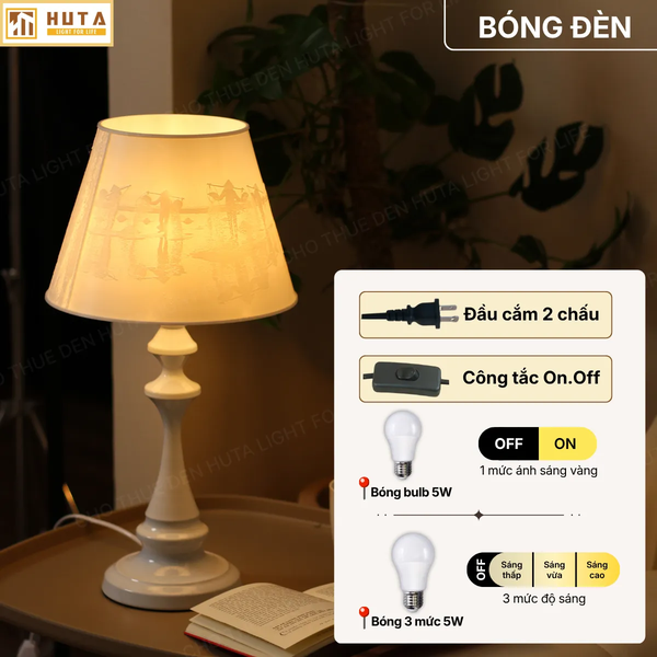 Đèn Ngủ In 3D HUTA Light For Life T2 Decor Phòng Ngủ, Điều Chỉnh Độ Sáng, In Ảnh Theo Yêu Cầu
