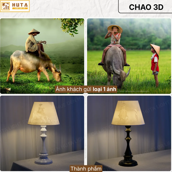 Đèn Ngủ In 3D HUTA Light For Life T2 Decor Phòng Ngủ, Điều Chỉnh Độ Sáng, In Ảnh Theo Yêu Cầu