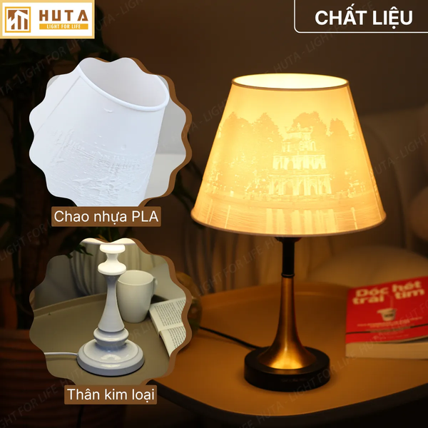 Đèn Ngủ In 3D HUTA Light For Life T5 Decor Phòng Ngủ, Điều Chỉnh Độ Sáng, In Ảnh Theo Yêu Cầu
