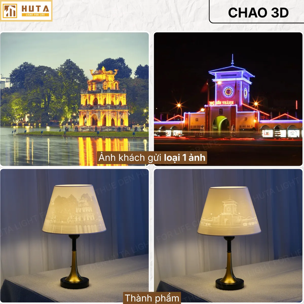 Đèn Ngủ In 3D HUTA Light For Life T5 Decor Phòng Ngủ, Điều Chỉnh Độ Sáng, In Ảnh Theo Yêu Cầu
