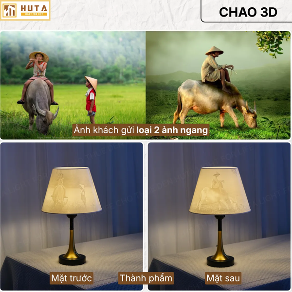 Đèn Ngủ In 3D HUTA Light For Life T5 Decor Phòng Ngủ, Điều Chỉnh Độ Sáng, In Ảnh Theo Yêu Cầu