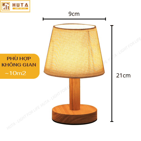 Đèn Ngủ Để Bàn Gỗ HUTA Light For Life G9 Đầu Cắm USB, Decor Phòng Ngủ, Dải Led Ánh Sáng Vàng