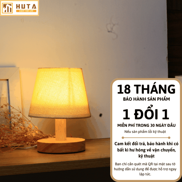 Đèn Ngủ Để Bàn Gỗ HUTA Light For Life G9 Đầu Cắm USB, Decor Phòng Ngủ, Dải Led Ánh Sáng Vàng