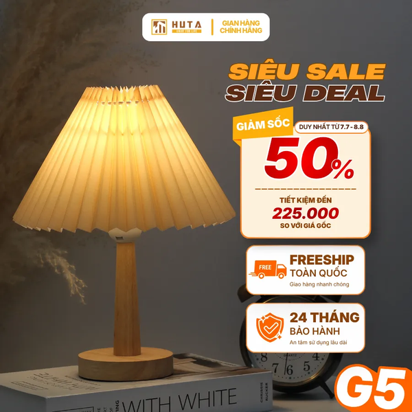 Đèn Ngủ Để Bàn HUTA Light For Life G5 Điều Chỉnh Độ Sáng, Bóng Led Sáng Vàng, Bảo Hành 24 Tháng  