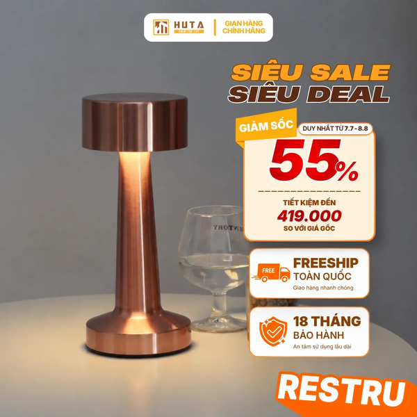 Đèn Bàn Cảm Ứng Hiện Đại HUTA Light For Life RESTRU Chạm Cảm Ứng, Kim Loại Sơn Tĩnh Điện