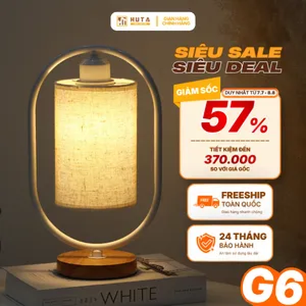 Đèn Ngủ Để Bàn Gỗ HUTA Light For Life G6 Điều Chỉnh Độ Sáng, Ánh Sáng Vàng, Bảo Hành 24 Tháng