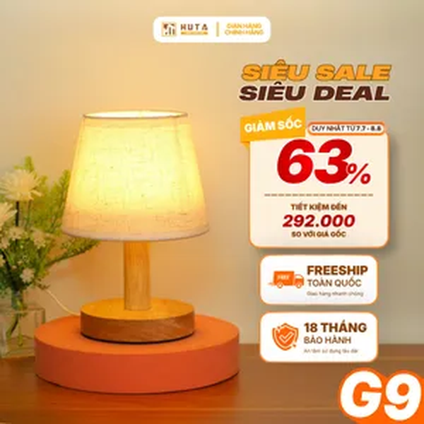 Đèn Ngủ Để Bàn Gỗ HUTA Light For Life G9 Đầu Cắm USB, Decor Phòng Ngủ, Dải Led Ánh Sáng Vàng