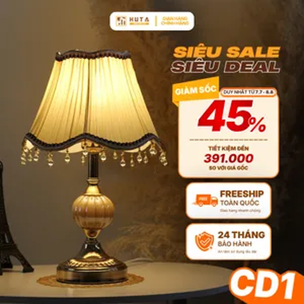 Đèn Ngủ Để Bàn HUTA Light For Life CD1 Điều Chỉnh Độ Sáng, Bóng Led Sáng Vàng Tiết Kiệm Điện Năng