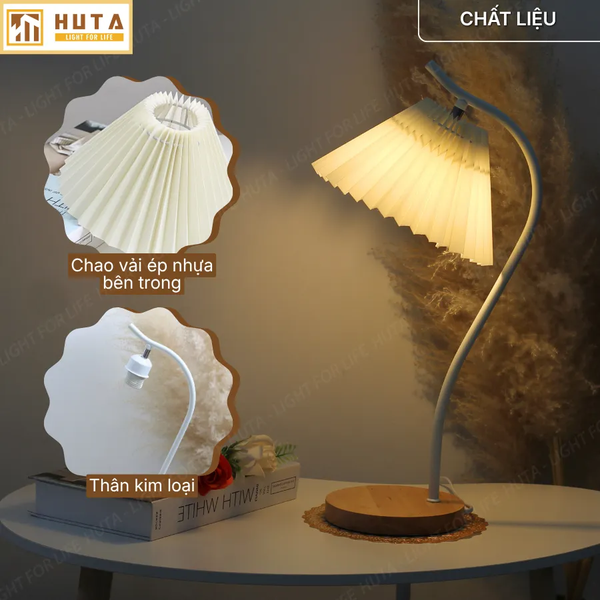 Đèn Ngủ Để Bàn HUTA Light For Life Mã T14 Thân Kim Loại, Điều Chỉnh Ánh Sáng Vàng, Decor Phòng Ngủ