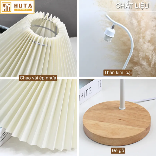 Đèn Ngủ Để Bàn HUTA Light For Life Mã T14 Thân Kim Loại, Điều Chỉnh Ánh Sáng Vàng, Decor Phòng Ngủ