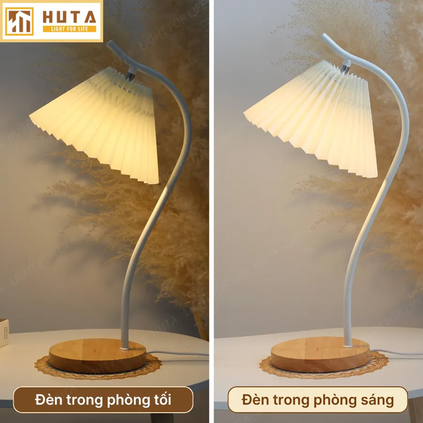 Đèn Ngủ Để Bàn HUTA Light For Life Mã T14 Thân Kim Loại, Điều Chỉnh Ánh Sáng Vàng, Decor Phòng Ngủ