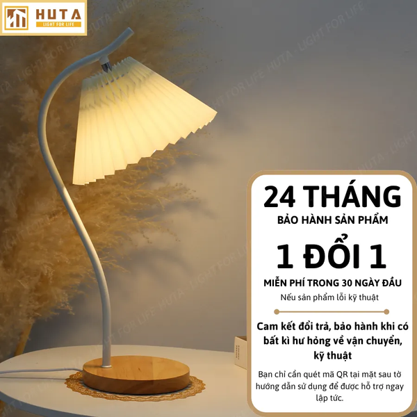 Đèn Ngủ Để Bàn HUTA Light For Life Mã T14 Thân Kim Loại, Điều Chỉnh Ánh Sáng Vàng, Decor Phòng Ngủ