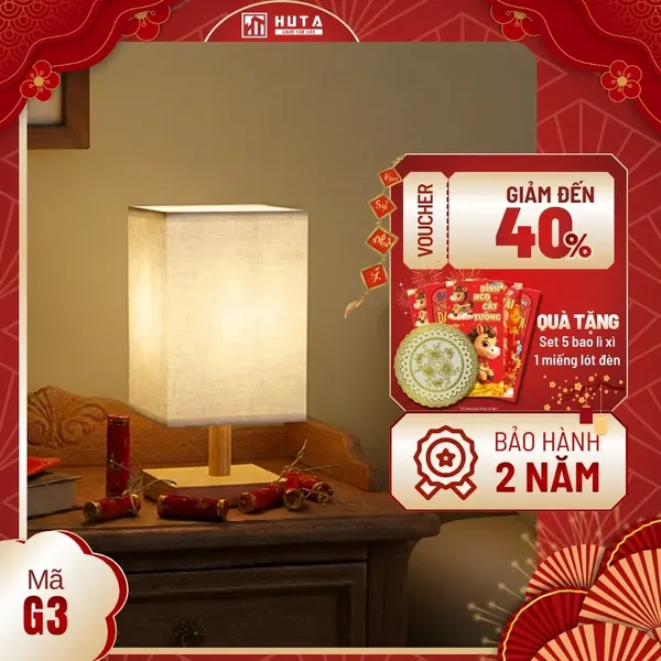 Đèn Ngủ Để Bàn HUTA Light For Life G3 Điều Chỉnh Độ Sáng, Đầu Cắm Điện 2 Chấu 220v
