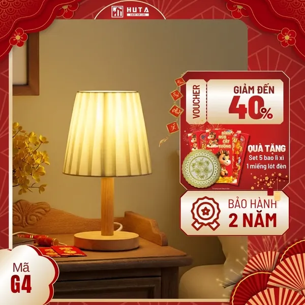 Đèn Ngủ Để Bàn HUTA Light For Life G4 Trang Trí Vintage, Điều Chỉnh Ánh Sáng Vàng
