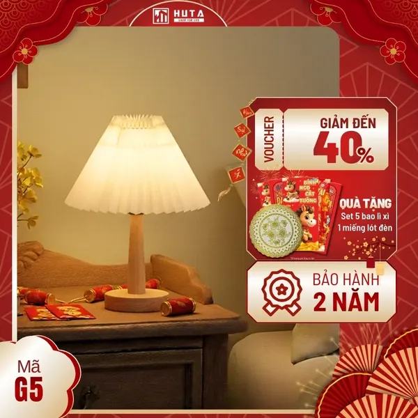 Đèn Ngủ Để Bàn HUTA Light For Life G5 Điều Chỉnh Độ Sáng, Bóng Led Sáng Vàng, Bảo Hành 24 Tháng  