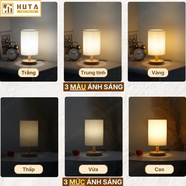 Đèn Ngủ Để Bàn HUTA Light For Life G1 Điều Chỉnh Độ Sáng, Ánh Sáng Vàng Ấm, Đầu Cắm 2 Chấu 220V