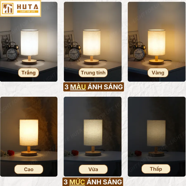 [COMBO 2] Đèn Ngủ Để Bàn HUTA Light For Life G1 Ánh Sáng Vàng Ấm, Đầu Cắm 2 Chấu 220V