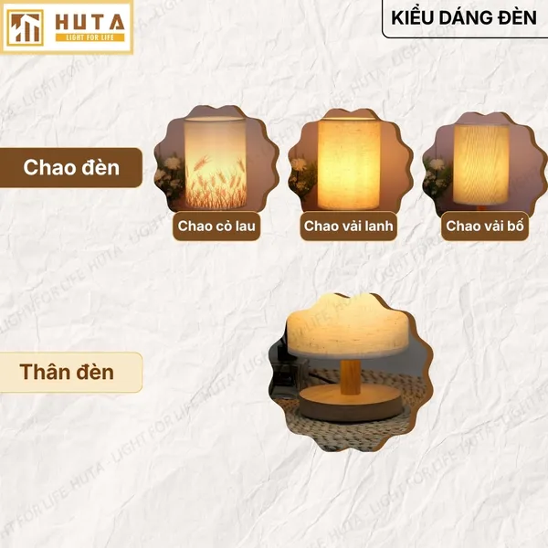 Đèn Ngủ Để Bàn HUTA Light For Life G1 Điều Chỉnh Độ Sáng, Ánh Sáng Vàng Ấm, Đầu Cắm 2 Chấu 220V