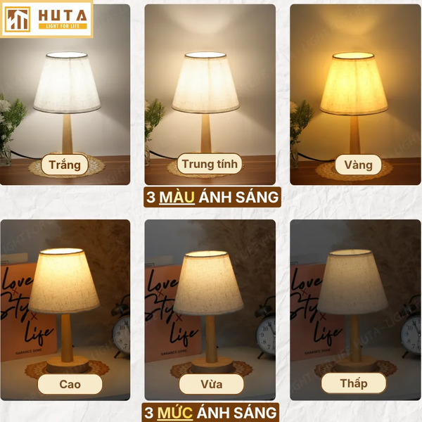 [COMBO 2] Đèn Ngủ Để Bàn HUTA Light For Life G2 Điều Chỉnh Độ Sáng, Ánh Sáng Vàng, Bảo Hành 24 Tháng