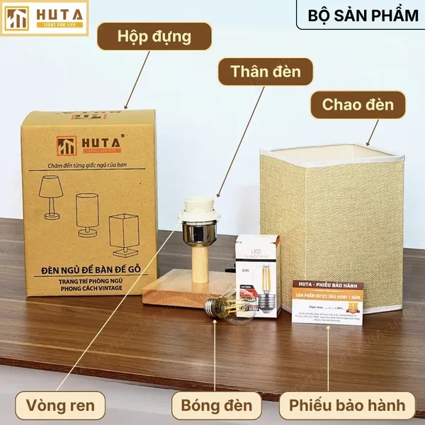 Đèn Ngủ Để Bàn HUTA Light For Life G3 Điều Chỉnh Độ Sáng, Đầu Cắm Điện 2 Chấu 220v