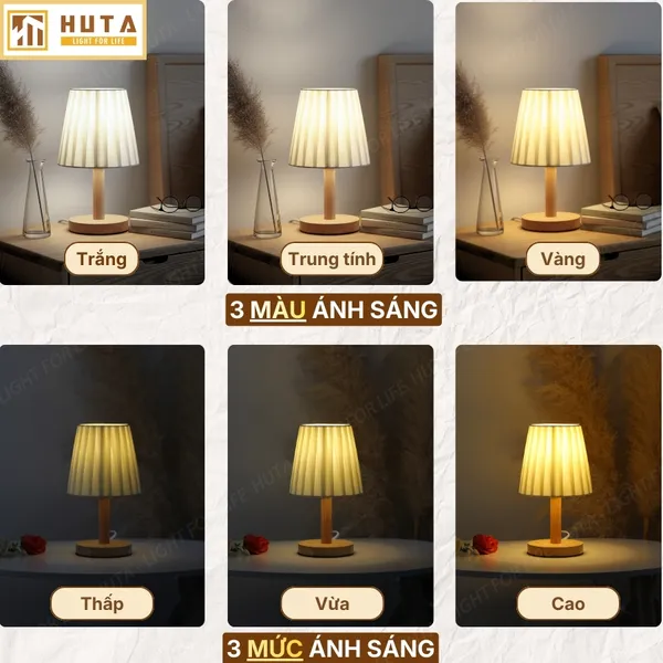Đèn Ngủ Để Bàn HUTA Light For Life G4 Trang Trí Vintage, Điều Chỉnh Ánh Sáng Vàng