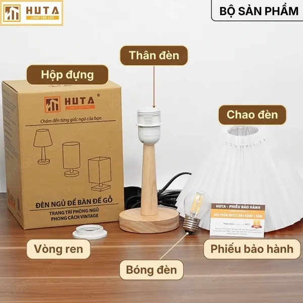 Đèn Ngủ Để Bàn HUTA Light For Life G5 Điều Chỉnh Độ Sáng, Bóng Led Sáng Vàng, Bảo Hành 24 Tháng  