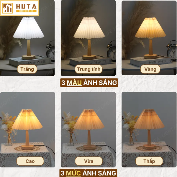 [COMBO 2] Đèn Ngủ Để Bàn HUTA Light For Life G5 Điều Chỉnh Độ Sáng, Bóng Led Sáng Vàng