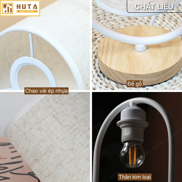 Đèn Ngủ Để Bàn Gỗ HUTA Light For Life G6 Điều Chỉnh Độ Sáng, Ánh Sáng Vàng, Bảo Hành 24 Tháng