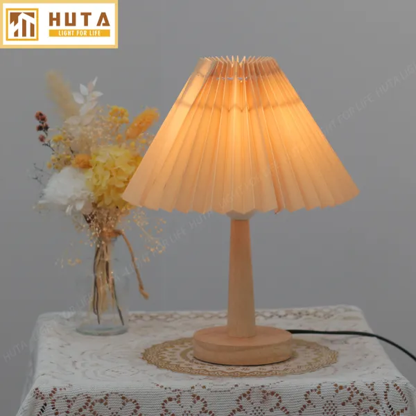 Đèn Ngủ Để Bàn Gỗ HUTA G5 Điều Chỉnh Độ Sáng, Bóng Led Sáng Vàng, Bảo Hành 24 Tháng