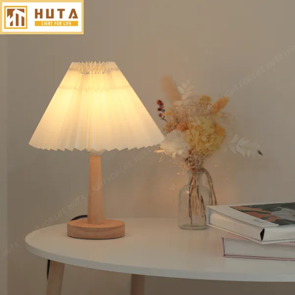 Đèn Ngủ Để Bàn Gỗ HUTA G5 Điều Chỉnh Độ Sáng, Bóng Led Sáng Vàng, Bảo Hành 24 Tháng