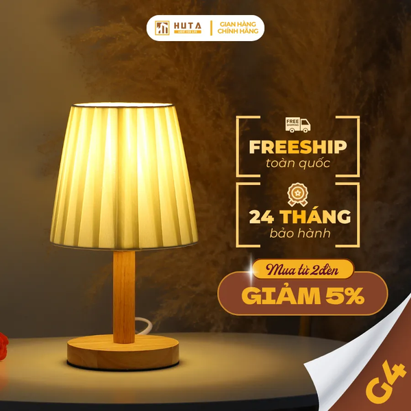 Đèn Ngủ Để Bàn HUTA Light For Life G4 Trang Trí Vintage, Điều Chỉnh Ánh Sáng Vàng