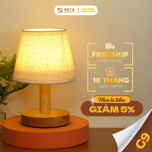 Đèn Ngủ Để Bàn Gỗ HUTA Light For Life G9 Đầu Cắm USB, Decor Phòng Ngủ, Dải Led Ánh Sáng Vàng